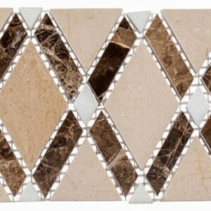 Glazzio Tile Diamond Listello - Crema Marfil