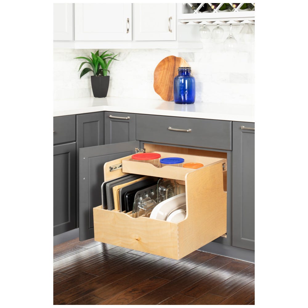 OHPHardware Resources Wood Double Drawer Cookware Rollout