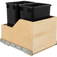 Hardware Resources Wood Bottom-Mount Soft-close Trashcan Rollout for Hinged Doors