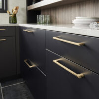 Leyton 96 mm Center-to-Center Matte Black Asymmetrical Leyton Cabinet Pull