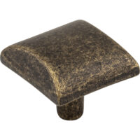 Elements 1-1/8" Overall Length Distressed Antique Brass Square Glendale Cabinet Knob