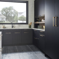 Leyton 96 mm Center-to-Center Matte Black Asymmetrical Leyton Cabinet Pull