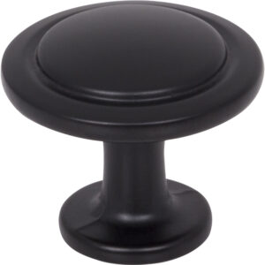 Elements 1-1/4" Diameter Matte Black Round Button Gatsby Cabinet Knob