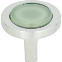 Atlas Spa Green Round Knob 1 1/4 Inch Polished Chrome