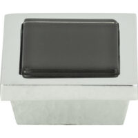 Atlas Spa Black Square Knob 1 3/8 Inch Polished Chrome