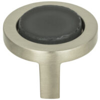 Atlas Spa Black Round Knob 1 1/4 Inch Brushed Nickel