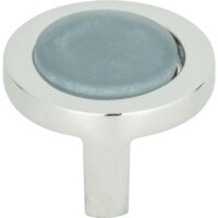 Atlas Spa Blue Round Knob 1 1/4 Inch Polished Chrome