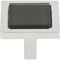 Atlas Spa Black Square Knob 1 3/8 Inch Polished Chrome