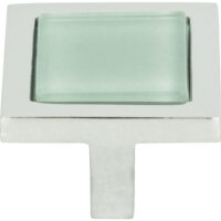 Atlas Spa Green Square Knob 1 3/8 Inch Polished Chrome