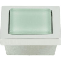 Atlas Spa Green Square Knob 1 3/8 Inch Polished Chrome