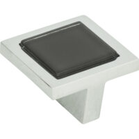 Atlas Spa Black Square Knob 1 3/8 Inch Polished Chrome
