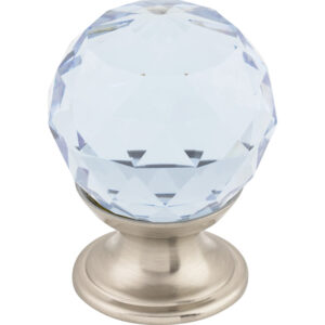 Top Knobs Light Blue Crystal Knob 1 1/8 Inch Brushed Satin Nickel Base