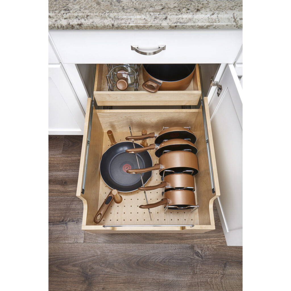 Rev-A-Shelf Wood Base Cabinet Cookware Pullout Organizer w/ Soft-Close