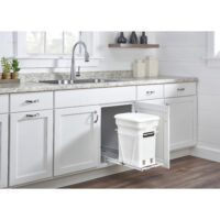 Rev-A-Shelf White Steel Pullout Compost Container w/ Rear Basket Storage