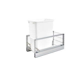 Rev-A-Shelf Aluminum Pullout Trash/Waste Container w/ Soft-Close White
