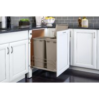 Rev-A-Shelf Steel Bottom Mount Double Pullout Waste/Trash Container for Full-Height Cabinets w/ Soft-Close
