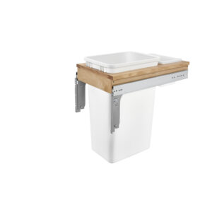 Rev-A-Shelf Wood Top Mount Pullout Single Trash/Waste Container For Full-Height Cabinets Full-Access