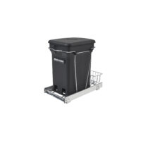 Rev-A-Shelf Chrome Steel Pullout Compost Container w/ Rear Basket Storage