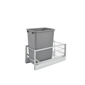 Rev-A-Shelf Aluminum Pullout Trash/Waste Container w/ Soft-Close Gray