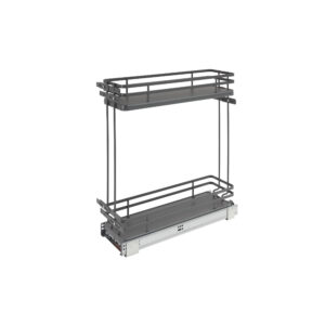 Rev-A-Shelf Two-Tier Sold Surface Pullout Organizers w/ Soft-Close Orion Gray