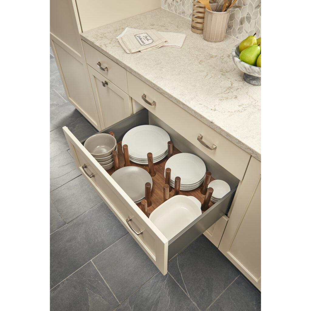 Rev-A-Shelf Walnut Trim-to-Fit Drawer Peg Board Insert with Wooden Pegs