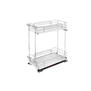 Rev-A-Shelf Two-Tier Sold Surface Pullout Organizers w/ Soft-Close Gray