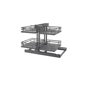 Rev-A-Shelf Steel Two-Tier Pullout Solid Bottom Organizer for Blind Corner Cabinets w/ Soft-Close