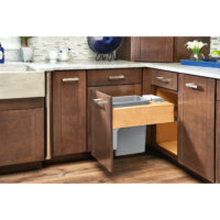 Rev-A-Shelf Wood Top Mount Pullout Trash/Waste Container w/ Soft-Close/Open Single