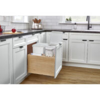 Rev-A-Shelf Wood Bottom Mount Pullout Waste/Trash Container with OXO and Storage w/ Soft-Close