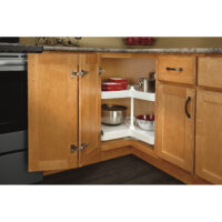 Rev-A-Shelf Polymer Kidney-Shaped 2-Shelf Lazy Susan w/Bottom Mount Hardware for Corner Base Cabinets