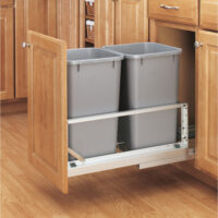 Rev-A-Shelf Aluminum Pullout Double Trash/Waste Container w/ Soft-Close Gray