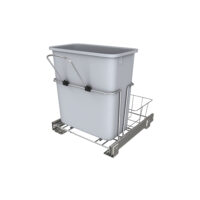 Rev-A-Shelf Undersink Chrome Steel Pullout Waste/Trash Container w/ Rear Basket Storage