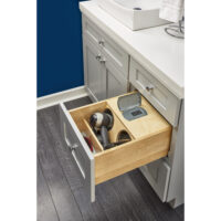 Rev-A-Shelf Wood Vanity Cabinet Pullout Organizer w/Power Outlets and Soft-Close
